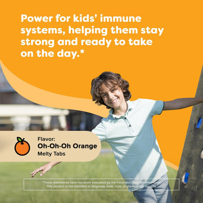 Renzo's Invincible Kids Vitamin C mit Holunderbeeren, Zink und Vitamin C – Zuckerfreie Schmelztabletten für Kinder, Orangengeschmack, 60 Stück (1-2 Monatsvorrat)