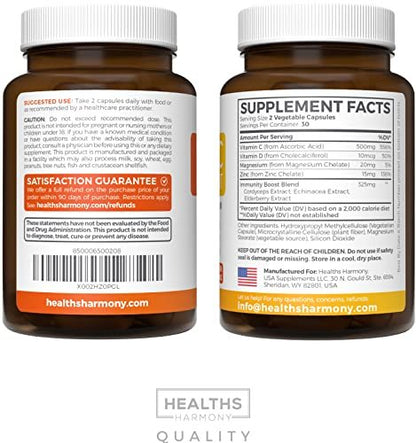 Vitamin C Immununterstützung Komplex mit Holunder, Zink & Magnesium – 60 Kapseln (1 Monatsvorrat)