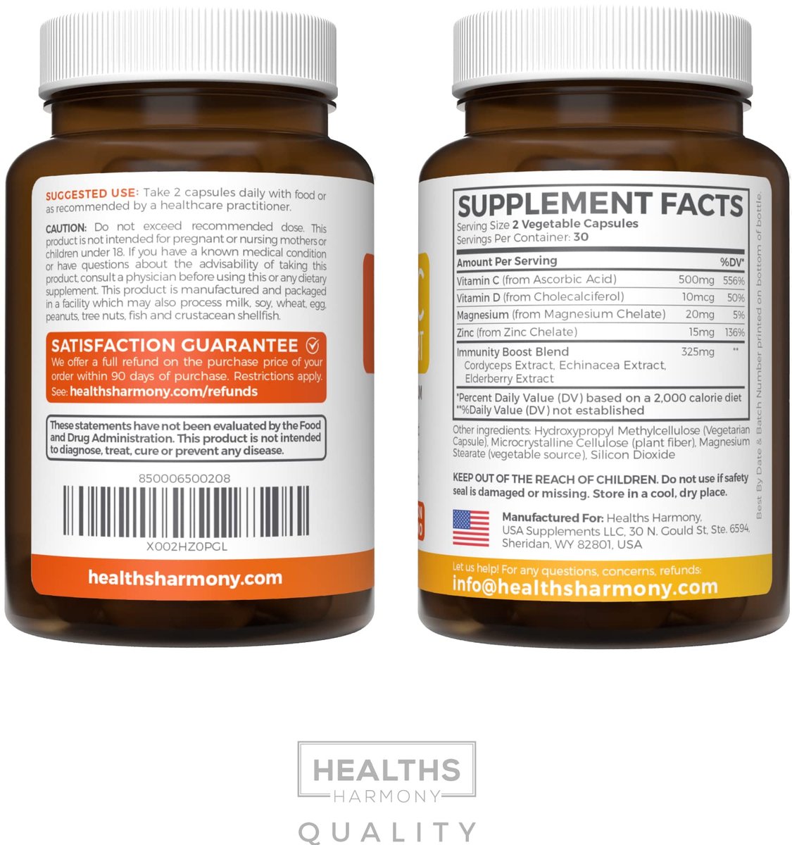 Vitamin C Immununterstützung Komplex mit Holunder, Zink & Magnesium – 60 Kapseln (1 Monatsvorrat)