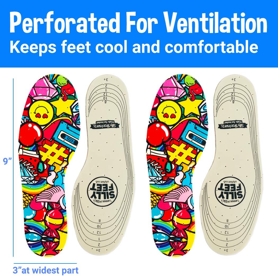 Silly Feet Kinder-Schuhsohlen mit Bubblegum-Duft – Weiche Schaumstoff-Einlegesohlen für Kleinkinder und Kinder, 2 Paar, zuschneidbar, bequem für Sneaker und Alltagsschuhe