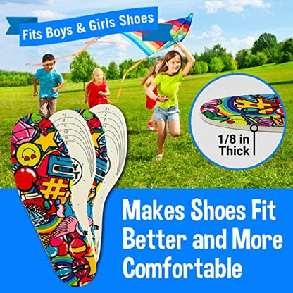 Silly Feet Kinder-Schuhsohlen mit Bubblegum-Duft – Weiche Schaumstoff-Einlegesohlen für Kleinkinder und Kinder, 2 Paar, zuschneidbar, bequem für Sneaker und Alltagsschuhe