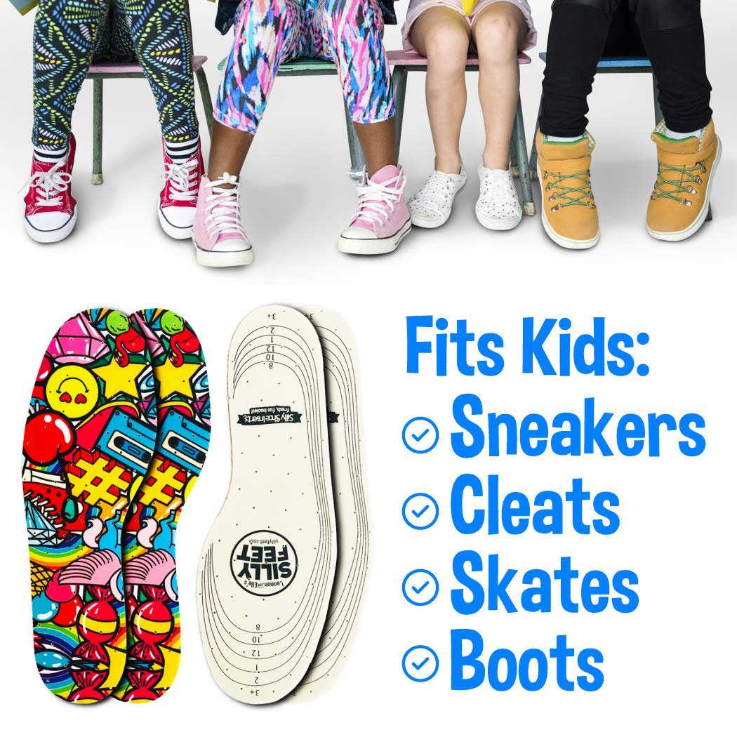 Silly Feet Kinder-Schuhsohlen mit Bubblegum-Duft – Weiche Schaumstoff-Einlegesohlen für Kleinkinder und Kinder, 2 Paar, zuschneidbar, bequem für Sneaker und Alltagsschuhe