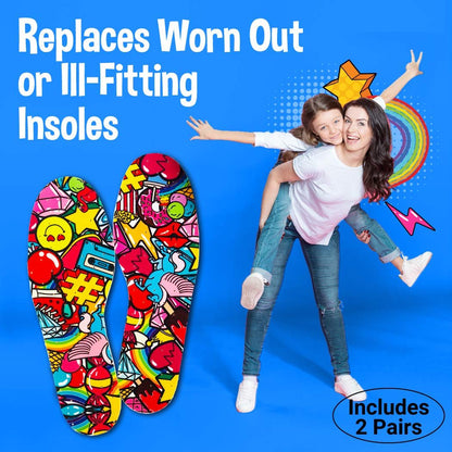 Silly Feet Kinder-Schuhsohlen mit Bubblegum-Duft – Weiche Schaumstoff-Einlegesohlen für Kleinkinder und Kinder, 2 Paar, zuschneidbar, bequem für Sneaker und Alltagsschuhe