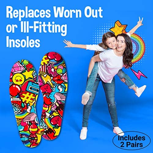 Silly Feet Kinder-Schuhsohlen mit Bubblegum-Duft – Weiche Schaumstoff-Einlegesohlen für Kleinkinder und Kinder, 2 Paar, zuschneidbar, bequem für Sneaker und Alltagsschuhe