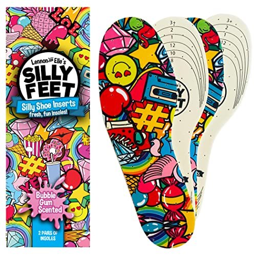 Silly Feet Kinder-Schuhsohlen mit Bubblegum-Duft – Weiche Schaumstoff-Einlegesohlen für Kleinkinder und Kinder, 2 Paar, zuschneidbar, bequem für Sneaker und Alltagsschuhe
