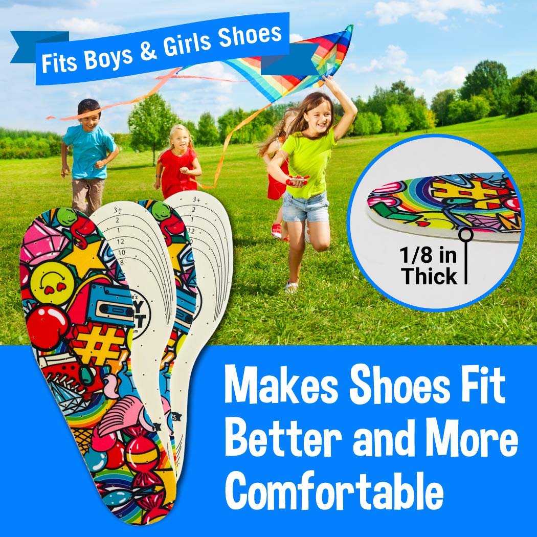 Silly Feet Kinder-Schuhsohlen mit Bubblegum-Duft – Weiche Schaumstoff-Einlegesohlen für Kleinkinder und Kinder, 2 Paar, zuschneidbar, bequem für Sneaker und Alltagsschuhe