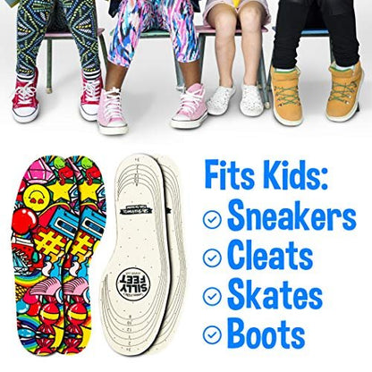 Silly Feet Kinder-Schuhsohlen mit Bubblegum-Duft – Weiche Schaumstoff-Einlegesohlen für Kleinkinder und Kinder, 2 Paar, zuschneidbar, bequem für Sneaker und Alltagsschuhe