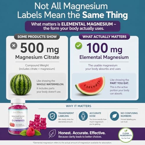 Zuckerfreie Magnesiumcitrat-Gummibärchen 100 mg – Hochabsorbierend für Erwachsene & Kinder zur Unterstützung von Schlaf, Stressabbau, Herzgesundheit, Nerven, Muskeln & Knochen