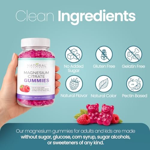 Zuckerfreie Magnesiumcitrat-Gummibärchen 100 mg – Hochabsorbierend für Erwachsene & Kinder zur Unterstützung von Schlaf, Stressabbau, Herzgesundheit, Nerven, Muskeln & Knochen