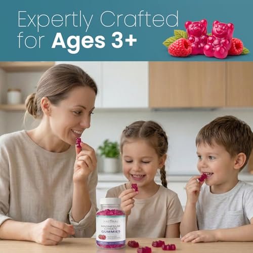 Zuckerfreie Magnesiumcitrat-Gummibärchen 100 mg – Hochabsorbierend für Erwachsene & Kinder zur Unterstützung von Schlaf, Stressabbau, Herzgesundheit, Nerven, Muskeln & Knochen
