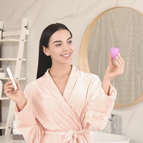 EcoBlossom Wiederverwendbarer Menstruationsbecher-Set – Die zuverlässigsten Periodenbecher aus medizinischem Silikon – Bequem 12 Stunden tragbar (Klein & Groß)