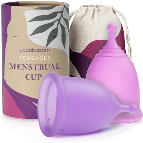 EcoBlossom Wiederverwendbares Menstruationstassen-Set – Medizinisches Silikon, 12 Stunden Schutz (2 kleine Tassen)