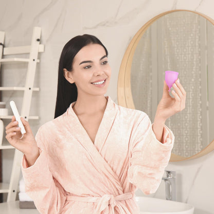 EcoBlossom Wiederverwendbares Menstruationstassen-Set – Medizinisches Silikon, 12 Stunden Schutz (2 kleine Tassen)