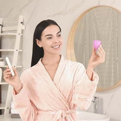 EcoBlossom Wiederverwendbares Menstruationsbecher-Set – Medizinisches Silikon, 12 Stunden Schutz (2 große Becher)