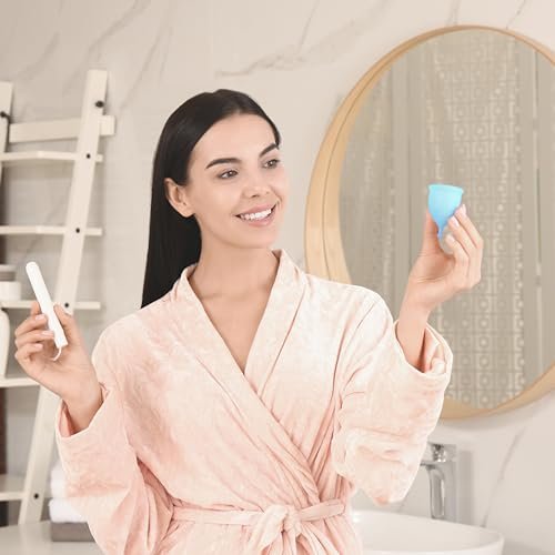 EcoBlossom Wiederverwendbares Menstruationsbecher-Set – Medizinisches Silikon, 12 Stunden Schutz (2 große Becher)