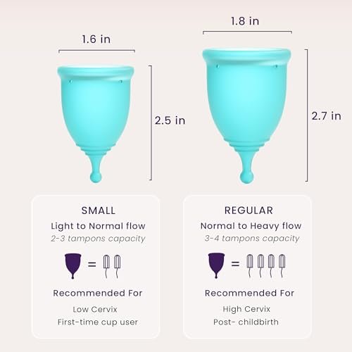 EcoBlossom Wiederverwendbarer Menstruationsbecher-Set – Die zuverlässigsten Periodenbecher aus medizinischem Silikon – Bequem 12 Stunden tragbar (Klein & Groß)