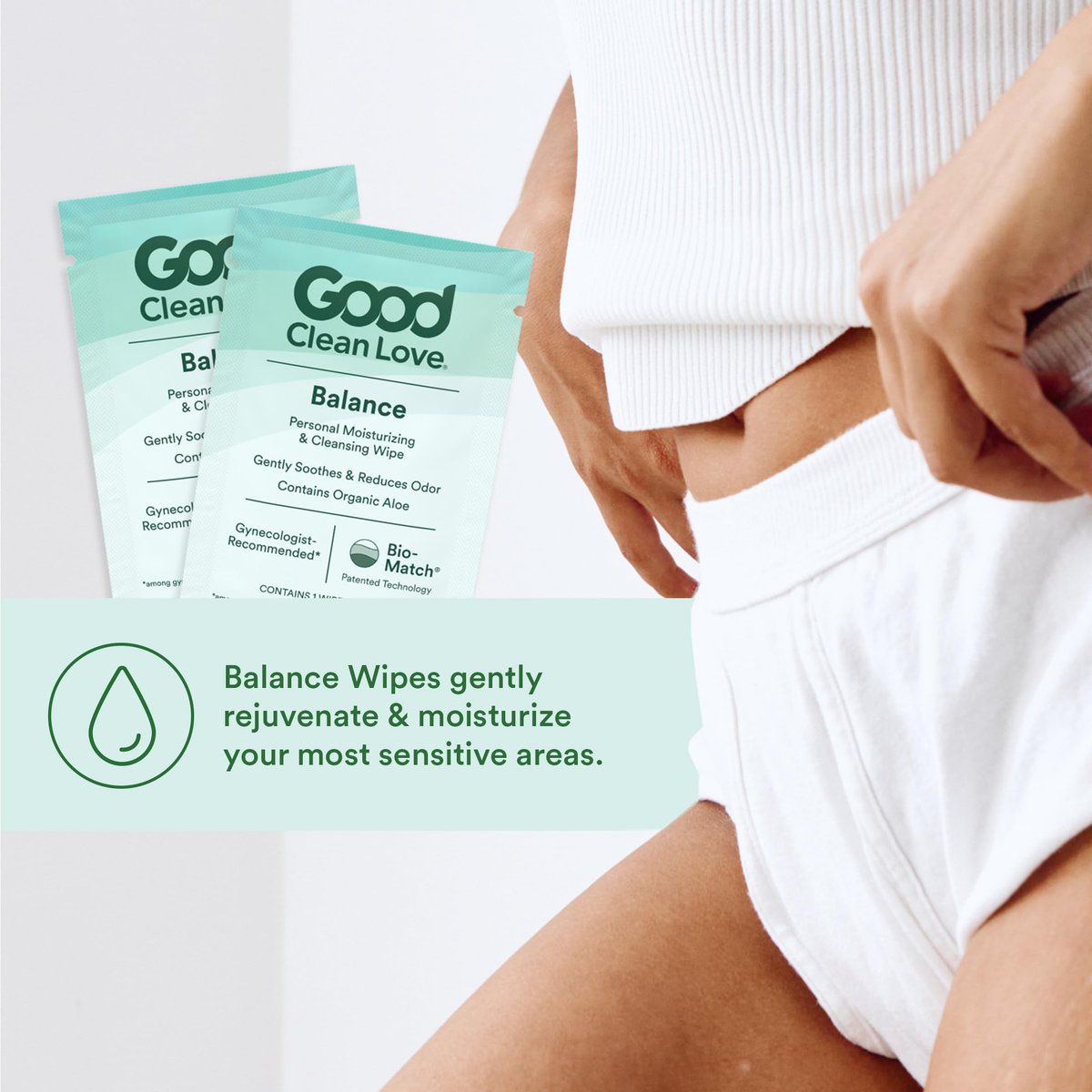 Good Clean Love Balance pH-ausgeglichene Damen-Feuchttücher – Unterstützt die vaginale Gesundheit auf natürliche Weise und reduziert Gerüche – Nicht reizende, feuchtigkeitsspendende & reinigende Hygieneartikel mit Bio-Aloe (24 Stück)