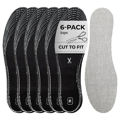 6 Paar Anti-Geruch Schuhsohlen Set mit geruchsabsorbierender Aktivkohle | Schuh Einlagen | Kaps Odour Stop | Zuschneidbar