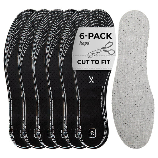 6 Paar Anti-Geruch Schuhsohlen Set mit geruchsabsorbierender Aktivkohle | Schuh Einlagen | Kaps Odour Stop | Zuschneidbar