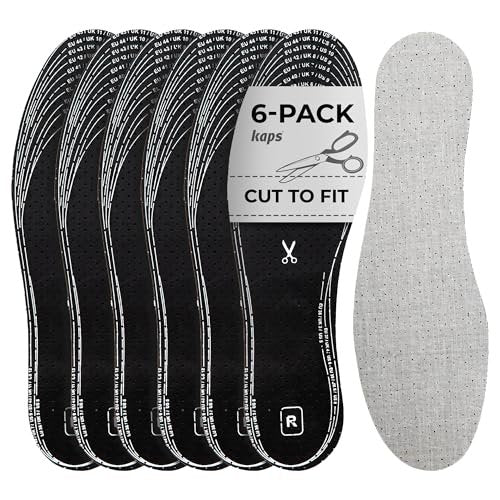 6 Paar Anti-Geruch Schuhsohlen Set mit geruchsabsorbierender Aktivkohle | Schuh Einlagen | Kaps Odour Stop | Zuschneidbar