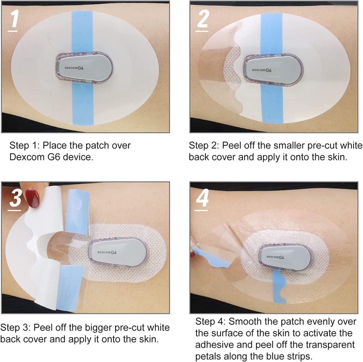 60er-Pack G6 Klebepflaster, wasserdichte transparente Überpflaster für G6, 10 Tage Halt, einfache Anwendung mit einer Hand