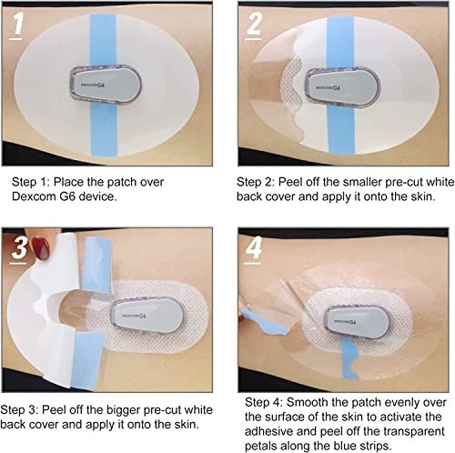 60er-Pack G6 Klebepflaster, wasserdichte transparente Überpflaster für G6, 10 Tage Halt, einfache Anwendung mit einer Hand