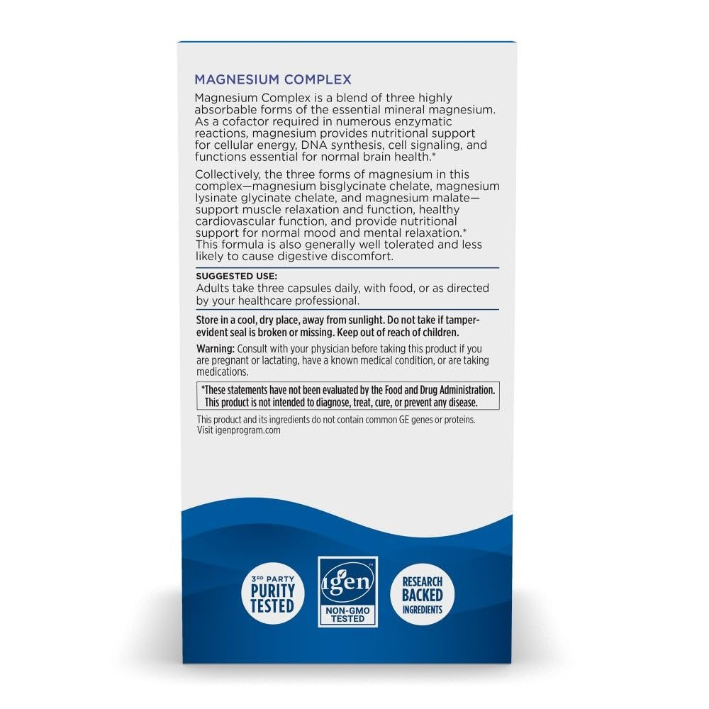 Nordic Naturals Magnesium Complex – 90 Kapseln – 225 mg Magnesium, 1,9 mg Eisen – für Gehirn- und Herzgesundheit, Stimmung, Energie & Muskelentspannung – Nicht-GVO, vegan – 30 Portionen