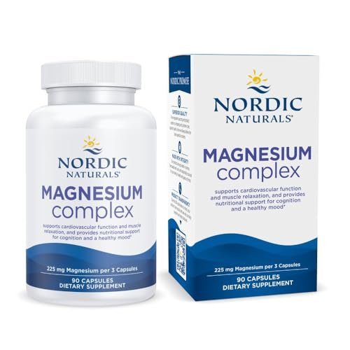 Nordic Naturals Magnesium Complex – 90 Kapseln – 225 mg Magnesium, 1,9 mg Eisen – für Gehirn- und Herzgesundheit, Stimmung, Energie & Muskelentspannung – Nicht-GVO, vegan – 30 Portionen
