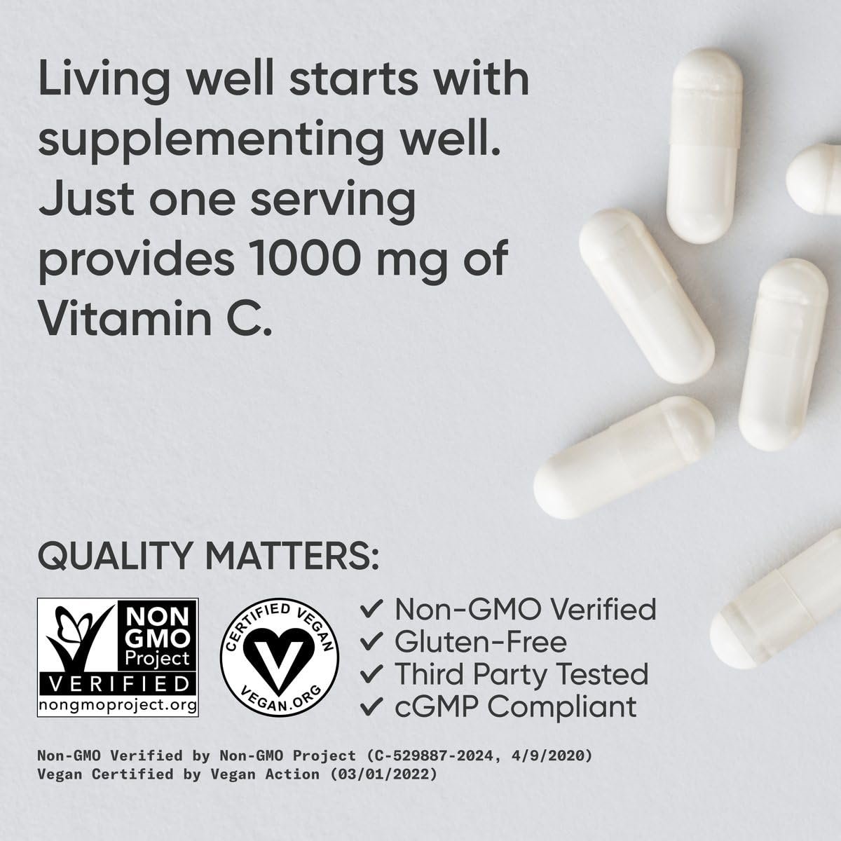 Sports Research Hochdosiertes Vitamin C Supplement – Vegane Kapseln für Antioxidantien-Aktivität & Immununterstützung – Non-GMO verifiziert & glutenfrei – Ascorbinsäure Vitamin C 1000mg, 240 Stück