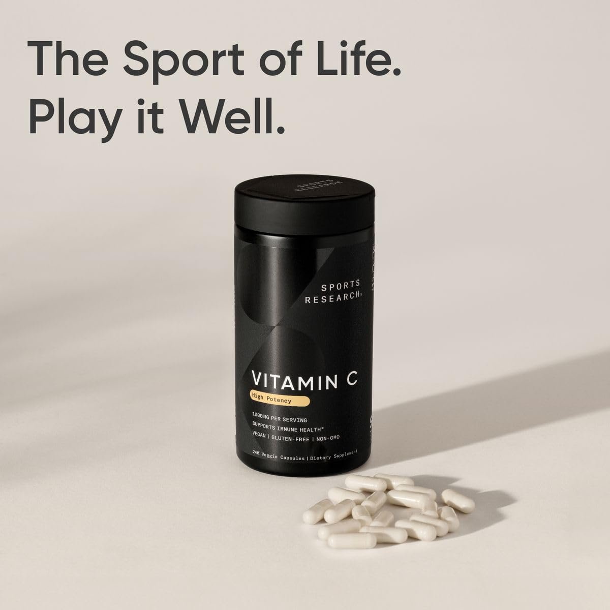 Sports Research Hochdosiertes Vitamin C Supplement – Vegane Kapseln für Antioxidantien-Aktivität & Immununterstützung – Non-GMO verifiziert & glutenfrei – Ascorbinsäure Vitamin C 1000mg, 240 Stück