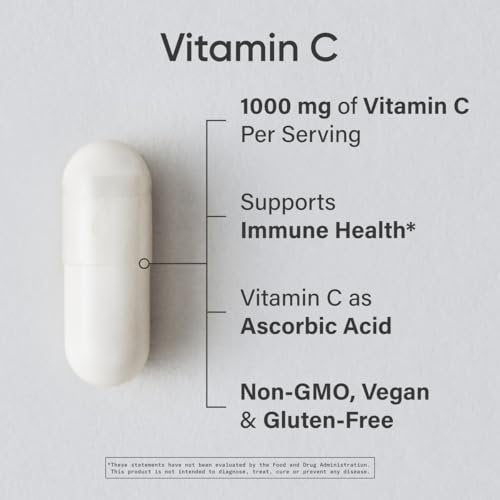 Sports Research Hochdosiertes Vitamin C Supplement – Vegane Kapseln für Antioxidantien-Aktivität & Immununterstützung – Non-GMO verifiziert & glutenfrei – Ascorbinsäure Vitamin C 1000mg, 240 Stück