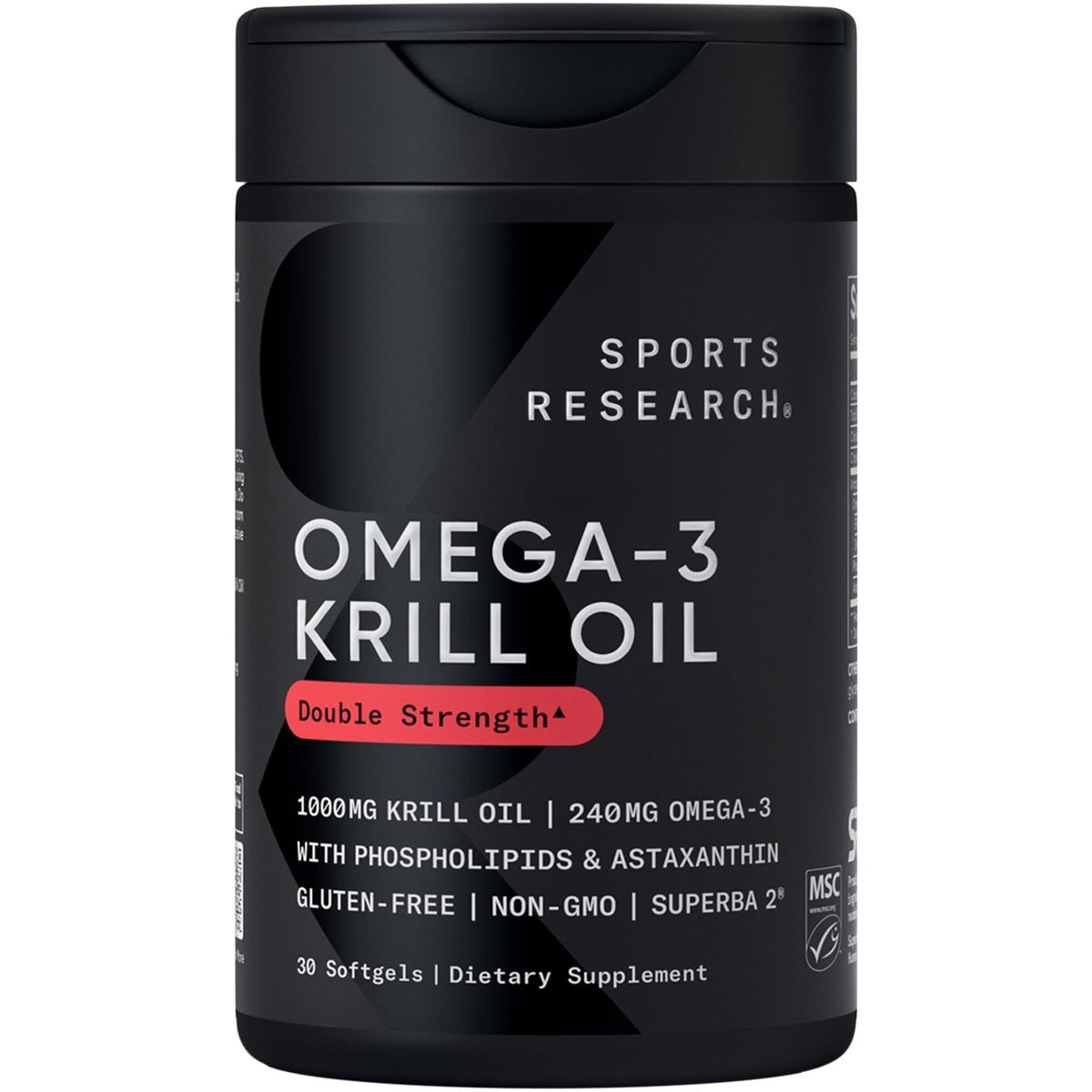 Sports Research Krillöl Kapseln mit EPA & DHA Omega-3, Phospholipiden & Astaxanthin aus antarktischem Krill – Höchste Konzentration an Krillöl für Männer & Frauen – 1000 mg, 30 Softgel-Kapseln