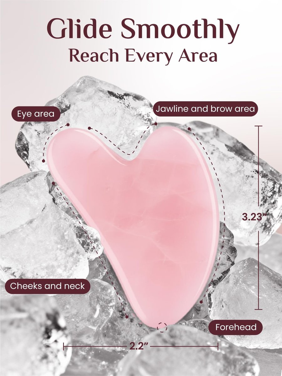 Rena Chris Gua Sha Gesichts-Tool aus Rosenquarz – Manuelles Massagegerät zur Kieferpartie-Formung und Entschwellung, Gua Sha Massage-Tool, Hautpflege-Geschenk (Pink)