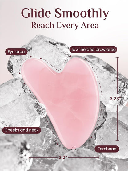 Rena Chris Gua Sha Gesichts-Tool aus Rosenquarz – Manuelles Massagegerät zur Kieferpartie-Formung und Entschwellung, Gua Sha Massage-Tool, Hautpflege-Geschenk (Pink)