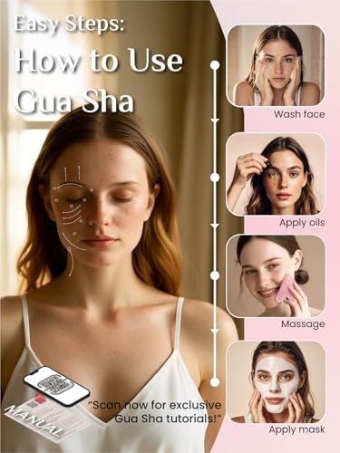 Rena Chris Gua Sha Gesichts-Tool aus Rosenquarz – Manuelles Massagegerät zur Kieferpartie-Formung und Entschwellung, Gua Sha Massage-Tool, Hautpflege-Geschenk (Pink)