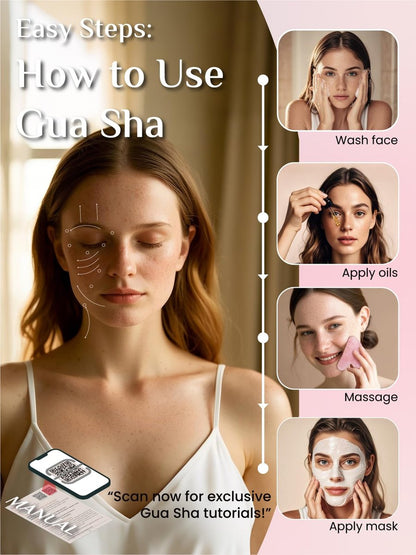 Rena Chris Gua Sha Gesichts-Tool aus Rosenquarz – Manuelles Massagegerät zur Kieferpartie-Formung und Entschwellung, Gua Sha Massage-Tool, Hautpflege-Geschenk (Pink)