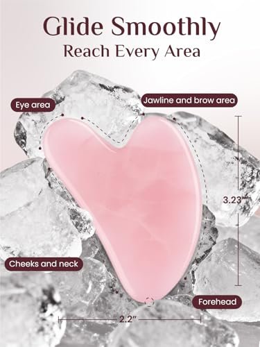 Rena Chris Gua Sha Gesichts-Tool aus Rosenquarz – Manuelles Massagegerät zur Kieferpartie-Formung und Entschwellung, Gua Sha Massage-Tool, Hautpflege-Geschenk (Pink)