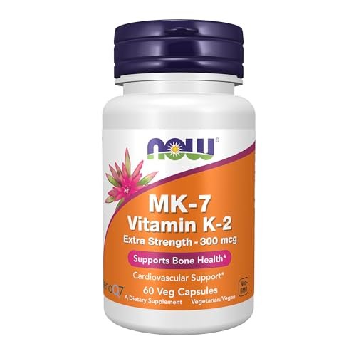 NOW Foods Vitamin K2 (MK-7) 300 mcg, Extra Strength – 60 Veg-Kapseln, Unterstützt die Knochengesundheit