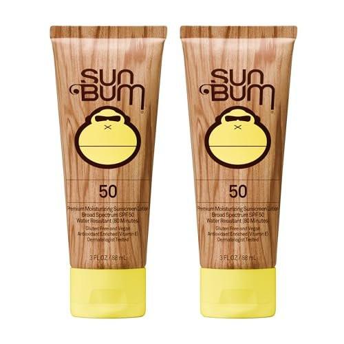 Sun Bum Original SPF 50 Sonnencreme Lotion – Vegan & Hawaii 104 Act konform (Octinoxat & Oxybenzon frei) – Breitspektrum feuchtigkeitsspendender UVA/UVB Schutz mit Vitamin E – 3 Unzen Doppelpack