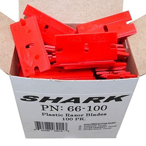 Shark Industries PN-66-100 Kunststoff-Rasierklingen-Schaber, 100 Stück, Entfernt Farbe, Klebstoffe & Aufkleber ohne Oberflächenbeschädigung