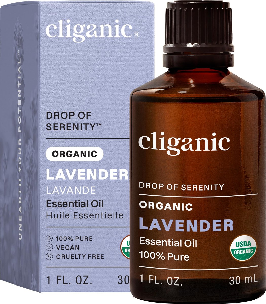 Cliganic Bio-Lavendelöl, 30ml – 100% reines natürliches unverdünntes ätherisches Öl für Aromatherapie-Diffuser | Non-GMO verifiziert