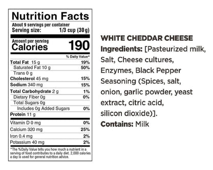 Moon Cheese Bites White Chedda Black Peppa – 100% echter Käse, proteinreich, keto-freundlich, 2 Unzen 3er-Pack
