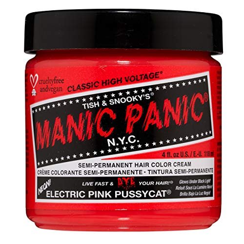 MANIC PANIC Classic Electric Pink Pussycat Semi-Permanente Haarfarbe – Leuchtendes Neongrün Rosa Haarfärbemittel für Frauen & Männer, Hält 4-6 Wochen, Vegan, Ohne Ammoniak & Tierversuche – Kreiere & Mische Eigene Farbtöne (118 ml)