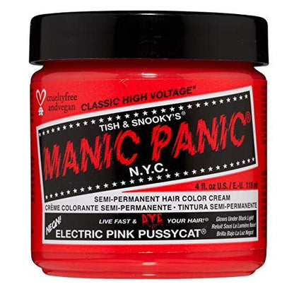 MANIC PANIC Classic Electric Pink Pussycat Semi-Permanente Haarfarbe – Leuchtendes Neongrün Rosa Haarfärbemittel für Frauen & Männer, Hält 4-6 Wochen, Vegan, Ohne Ammoniak & Tierversuche – Kreiere & Mische Eigene Farbtöne (118 ml)