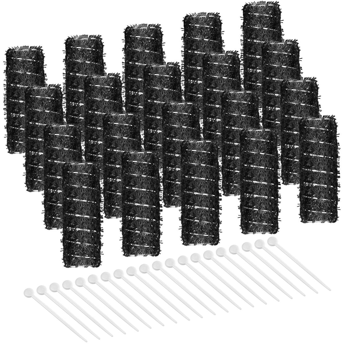 Willbond 20 Stück Vintage Haarwickler 2,5 x 0,7 cm kleine Bürstenwickler mit Klemmen, schwarze Drahtnetz-Curlies, flexible Lockenstäbe für Frauen mit dünnem, kurzem Haar, Locken, Styling, Reisen, täglicher Salon
