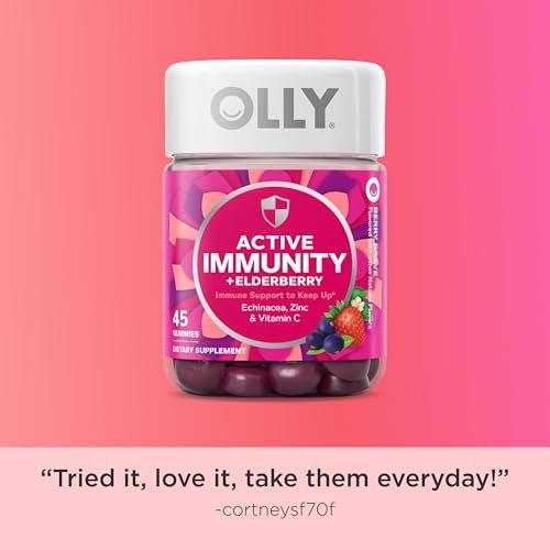 OLLY Active Immunity Gummy – Immununterstützung mit Holunder, Zink & Vitamin C, Beerengeschmack, 45 Stück (15 Tage Vorrat)