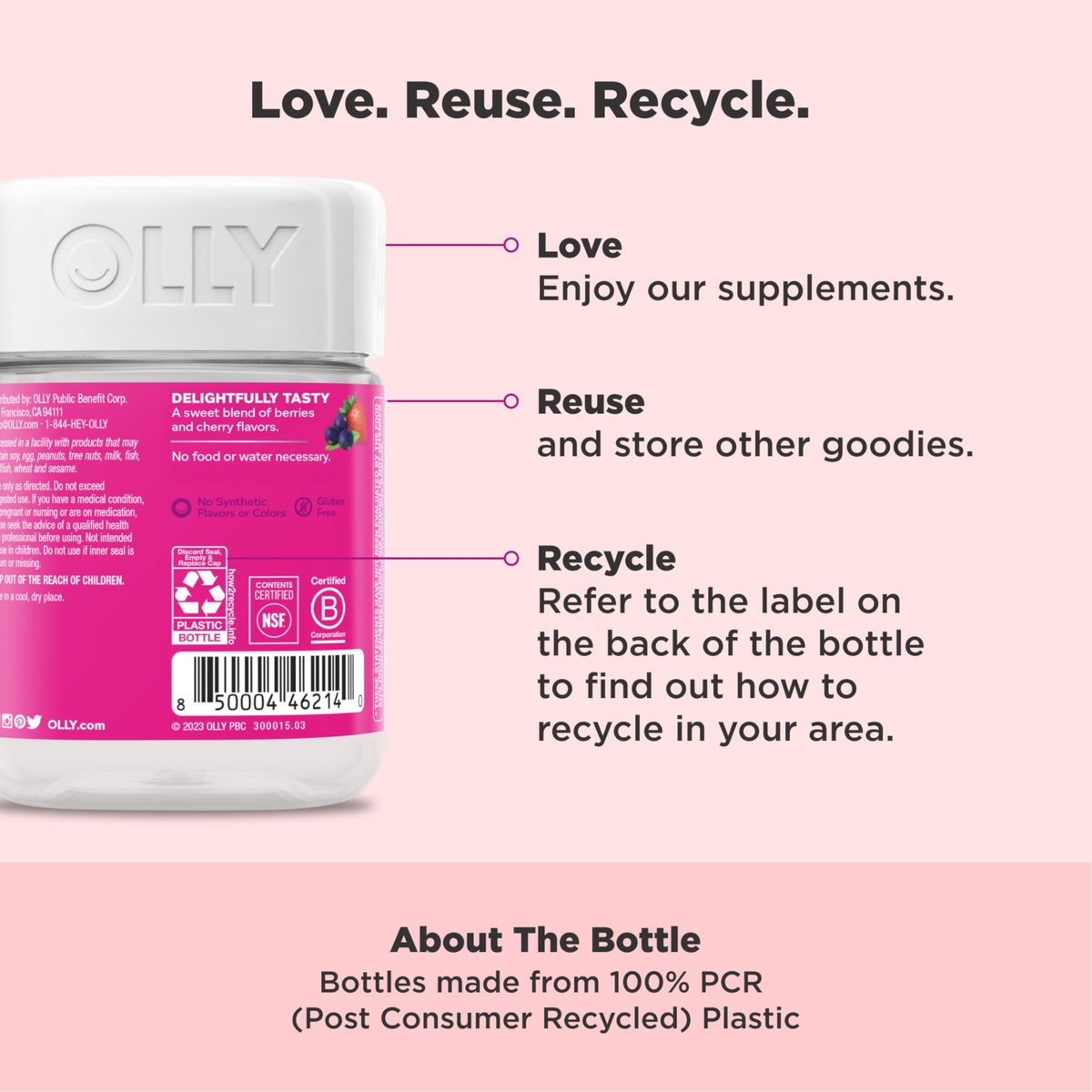 OLLY Active Immunity Gummy – Immununterstützung mit Holunder, Zink & Vitamin C, Beerengeschmack, 45 Stück (15 Tage Vorrat)