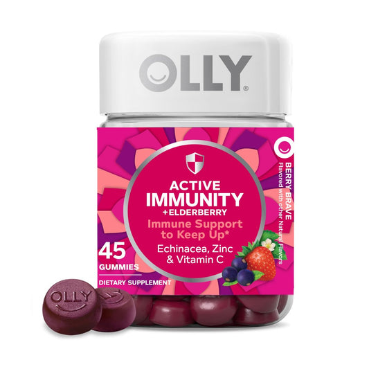 OLLY Active Immunity Gummy – Immununterstützung mit Holunder, Zink & Vitamin C, Beerengeschmack, 45 Stück (15 Tage Vorrat)