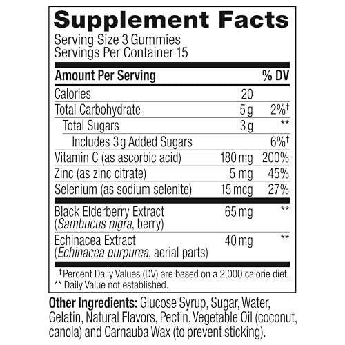 OLLY Active Immunity Gummy – Immununterstützung mit Holunder, Zink & Vitamin C, Beerengeschmack, 45 Stück (15 Tage Vorrat)