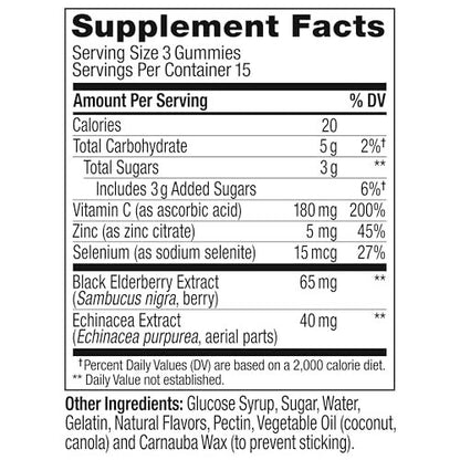 OLLY Active Immunity Gummy – Immununterstützung mit Holunder, Zink & Vitamin C, Beerengeschmack, 45 Stück (15 Tage Vorrat)